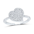 10K White Gold Diamond Heart Ring 1/3 Cttw - Splendid Jewellery