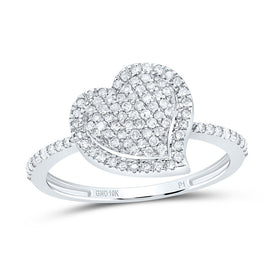 10K White Gold Diamond Heart Ring 1/3 Cttw - Splendid Jewellery