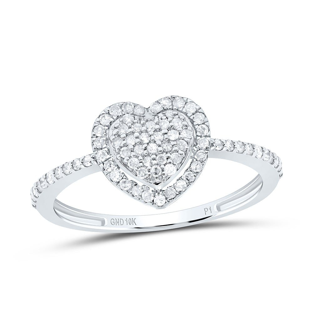 10K White Gold Diamond Heart Ring 1/4 Cttw - Splendid Jewellery