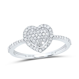 10K White Gold Diamond Heart Ring 1/4 Cttw - Splendid Jewellery