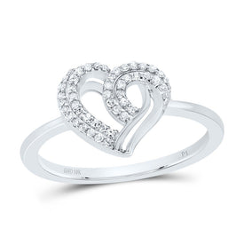 10K White Gold Diamond Heart Ring 1/6 Cttw - Splendid Jewellery