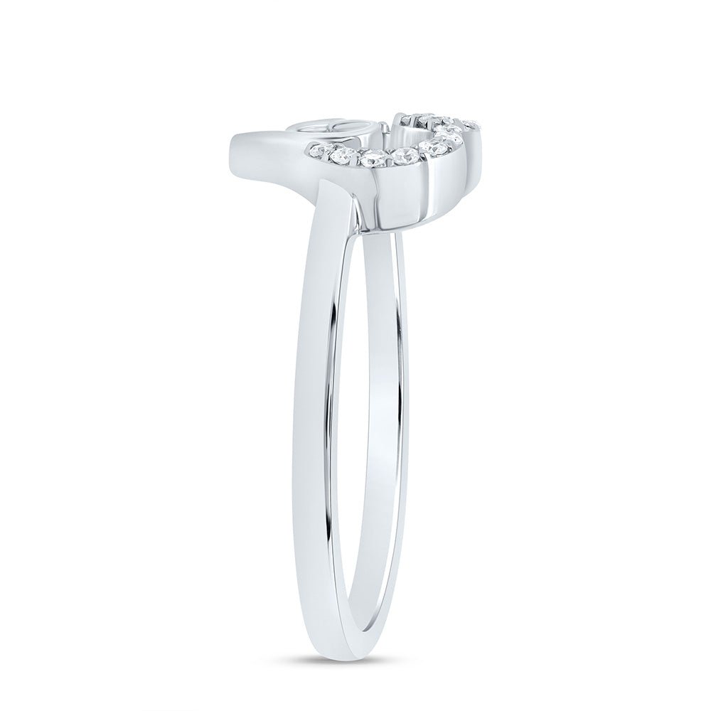 10K White Gold Diamond Heart Ring 1/8 Cttw - Splendid Jewellery