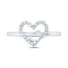 10K White Gold Diamond Heart Ring 1/8 Cttw - Splendid Jewellery