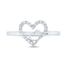 Load image into Gallery viewer, 10K White Gold Diamond Heart Ring 1/8 Cttw - Splendid Jewellery