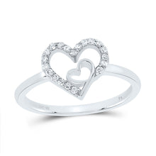 Load image into Gallery viewer, 10K White Gold Diamond Heart Ring 1/8 Cttw - Splendid Jewellery