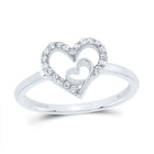 10K White Gold Diamond Heart Ring 1/8 Cttw - Splendid Jewellery