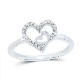 10K White Gold Diamond Heart Ring 1/8 Cttw - Splendid Jewellery