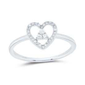 10K White Gold Diamond Heart Ring 1/8 Cttw - Splendid Jewellery
