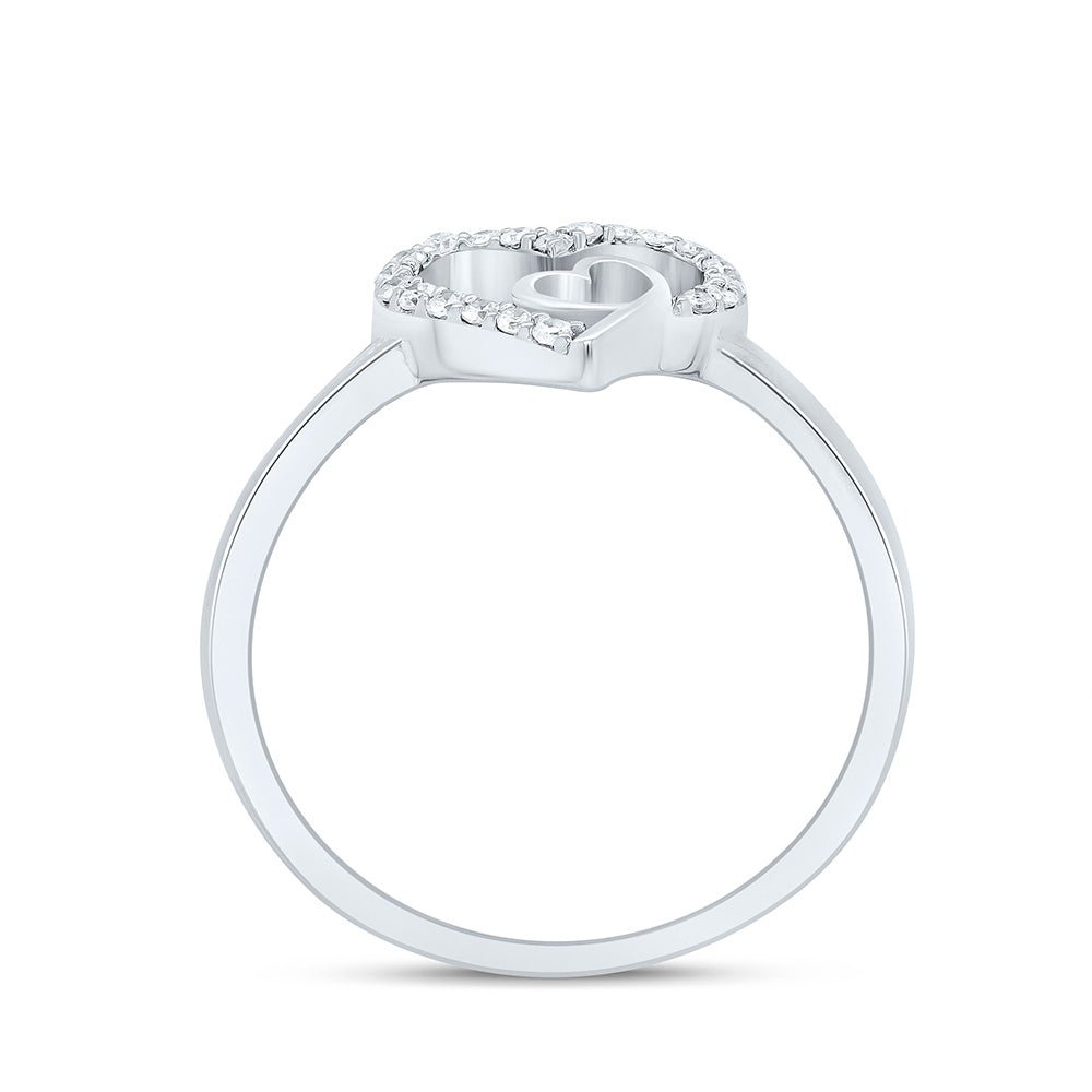 10K White Gold Diamond Heart Ring 1/8 Cttw - Splendid Jewellery