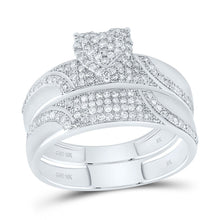 Load image into Gallery viewer, 10K White Gold Diamond Heart Trio Ring Set 1/2 Cttw - Splendid Jewellery