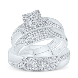 10K White Gold Diamond Heart Trio Ring Set 1/2 Cttw - Splendid Jewellery