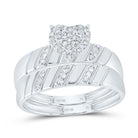 10K White Gold Diamond Heart Trio Ring Set 1/4 Cttw - Splendid Jewellery