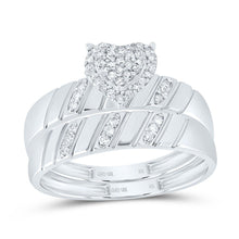 Load image into Gallery viewer, 10K White Gold Diamond Heart Trio Ring Set 1/4 Cttw - Splendid Jewellery
