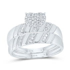 10K White Gold Diamond Heart Trio Ring Set 1/4 Cttw - Splendid Jewellery