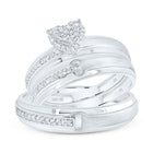 10K White Gold Diamond Heart Trio Ring Set 1/4 Cttw - Splendid Jewellery