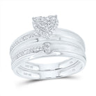 10K White Gold Diamond Heart Trio Ring Set 1/4 Cttw - Splendid Jewellery