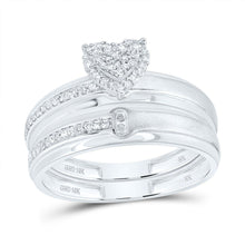 Load image into Gallery viewer, 10K White Gold Diamond Heart Trio Ring Set 1/4 Cttw - Splendid Jewellery