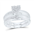 10K White Gold Diamond Heart Trio Ring Set 1/4 Cttw - Splendid Jewellery