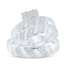 Load image into Gallery viewer, 10K White Gold Diamond Heart Trio Ring Set 1/4 Cttw - Splendid Jewellery