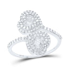 10K White Gold Diamond Heart Women's Cuff Ring 5/8 Cttw - Splendid Jewellery
