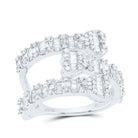 10K White Gold Diamond Heart Women's Cuff Ring 7/8 Cttw - Splendid Jewellery