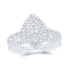 10K White Gold Diamond Marquise Double Halo Bridal Set 1/2 Cttw - Splendid Jewellery