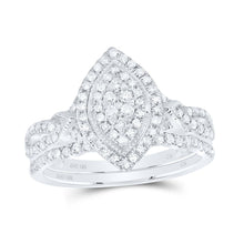 Load image into Gallery viewer, 10K White Gold Diamond Marquise Double Halo Bridal Set 1/2 Cttw - Splendid Jewellery