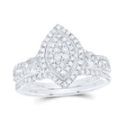 10K White Gold Diamond Marquise Double Halo Bridal Set 1/2 Cttw - Splendid Jewellery