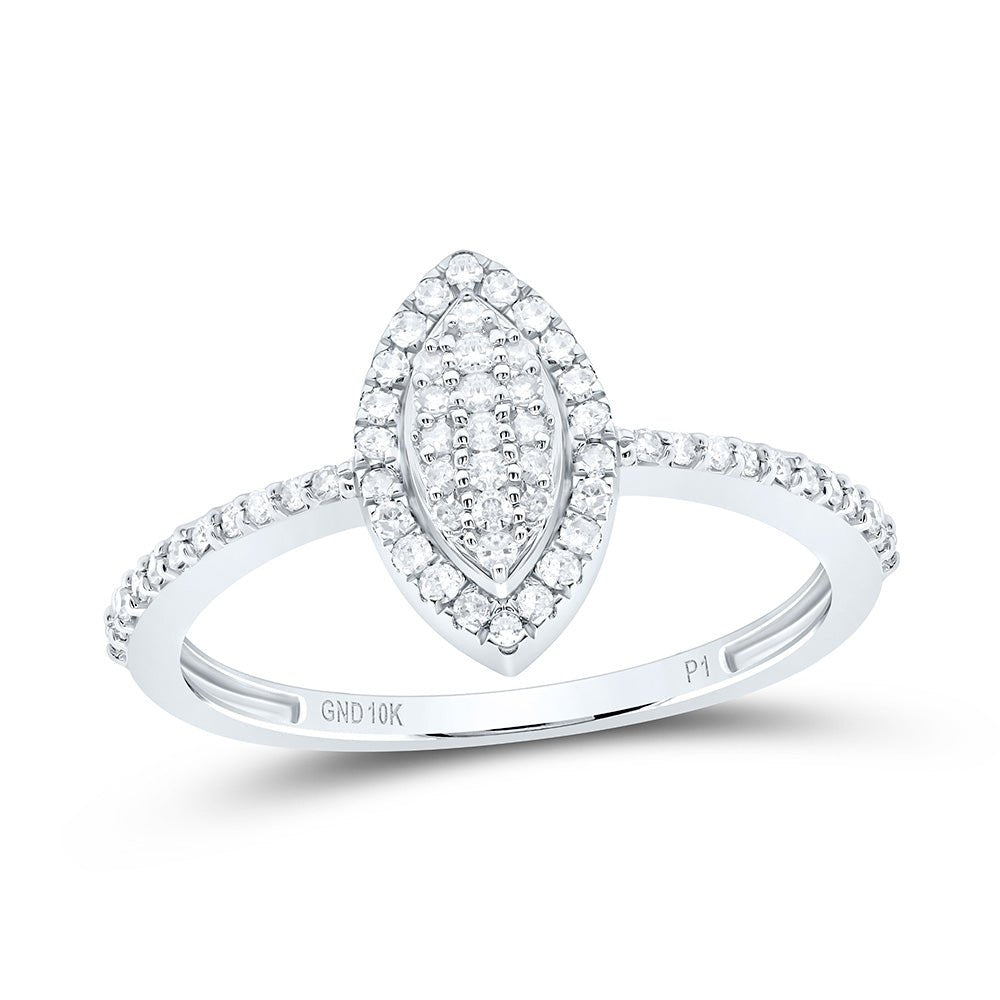 10K White Gold Diamond Marquise Ring 1/5 Cttw - Splendid Jewellery