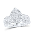10K White Gold Diamond Marquise Single Halo Bridal Set 1/2 Cttw - Splendid Jewellery