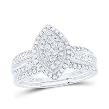 Load image into Gallery viewer, 10K White Gold Diamond Marquise Single Halo Bridal Set 1/2 Cttw - Splendid Jewellery