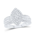 10K White Gold Diamond Marquise Single Halo Bridal Set 1/2 Cttw - Splendid Jewellery