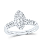 10K White Gold Diamond Marquise Single Halo Bridal Set 5/8 Cttw - Splendid Jewellery