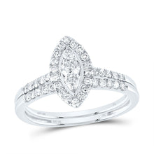 Load image into Gallery viewer, 10K White Gold Diamond Marquise Single Halo Bridal Set 5/8 Cttw - Splendid Jewellery