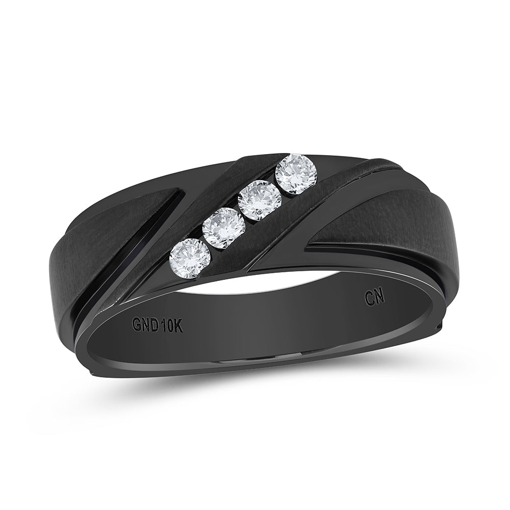 10K White Gold Diamond Men's Machine Set Band 1/4 Cttw - Splendid Jewellery