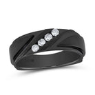 10K White Gold Diamond Men's Machine Set Band 1/4 Cttw - Splendid Jewellery