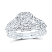 Load image into Gallery viewer, 10K White Gold Diamond Octagon Double Halo Bridal Set 1/2 Cttw - Splendid Jewellery