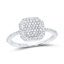 10K White Gold Diamond Octagon Ring 1/3 Cttw - Splendid Jewellery
