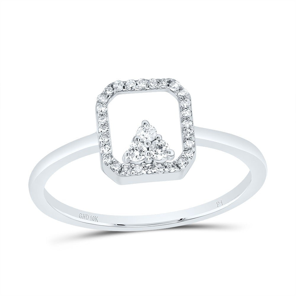10K White Gold Diamond Octagon Ring 1/8 Cttw - Splendid Jewellery
