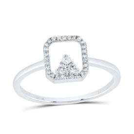 10K White Gold Diamond Octagon Ring 1/8 Cttw - Splendid Jewellery