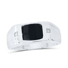 10K White Gold Diamond Onyx Black Men's Ring 0.01 Cttw - Splendid Jewellery