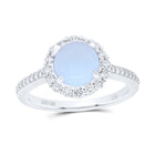 10K White Gold Diamond Opal Gemstone Ring 1/3 Cttw - Splendid Jewellery