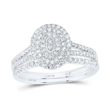 Load image into Gallery viewer, 10K White Gold Diamond Oval Double Halo Bridal Set 1/2 Cttw - Splendid Jewellery