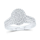 10K White Gold Diamond Oval Double Halo Bridal Set 1/2 Cttw - Splendid Jewellery