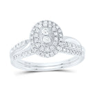 10K White Gold Diamond Oval Double Halo Bridal Set 3/8 Cttw - Splendid Jewellery