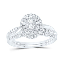 Load image into Gallery viewer, 10K White Gold Diamond Oval Double Halo Bridal Set 3/8 Cttw - Splendid Jewellery
