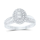 10K White Gold Diamond Oval Double Halo Bridal Set 3/8 Cttw - Splendid Jewellery