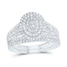 10K White Gold Diamond Oval Double Halo Bridal Set 5/8 Cttw - Splendid Jewellery