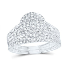 Load image into Gallery viewer, 10K White Gold Diamond Oval Double Halo Bridal Set 5/8 Cttw - Splendid Jewellery