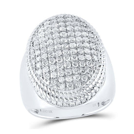 10K White Gold Diamond Oval Men's Ring 2 Cttw - Splendid Jewellery